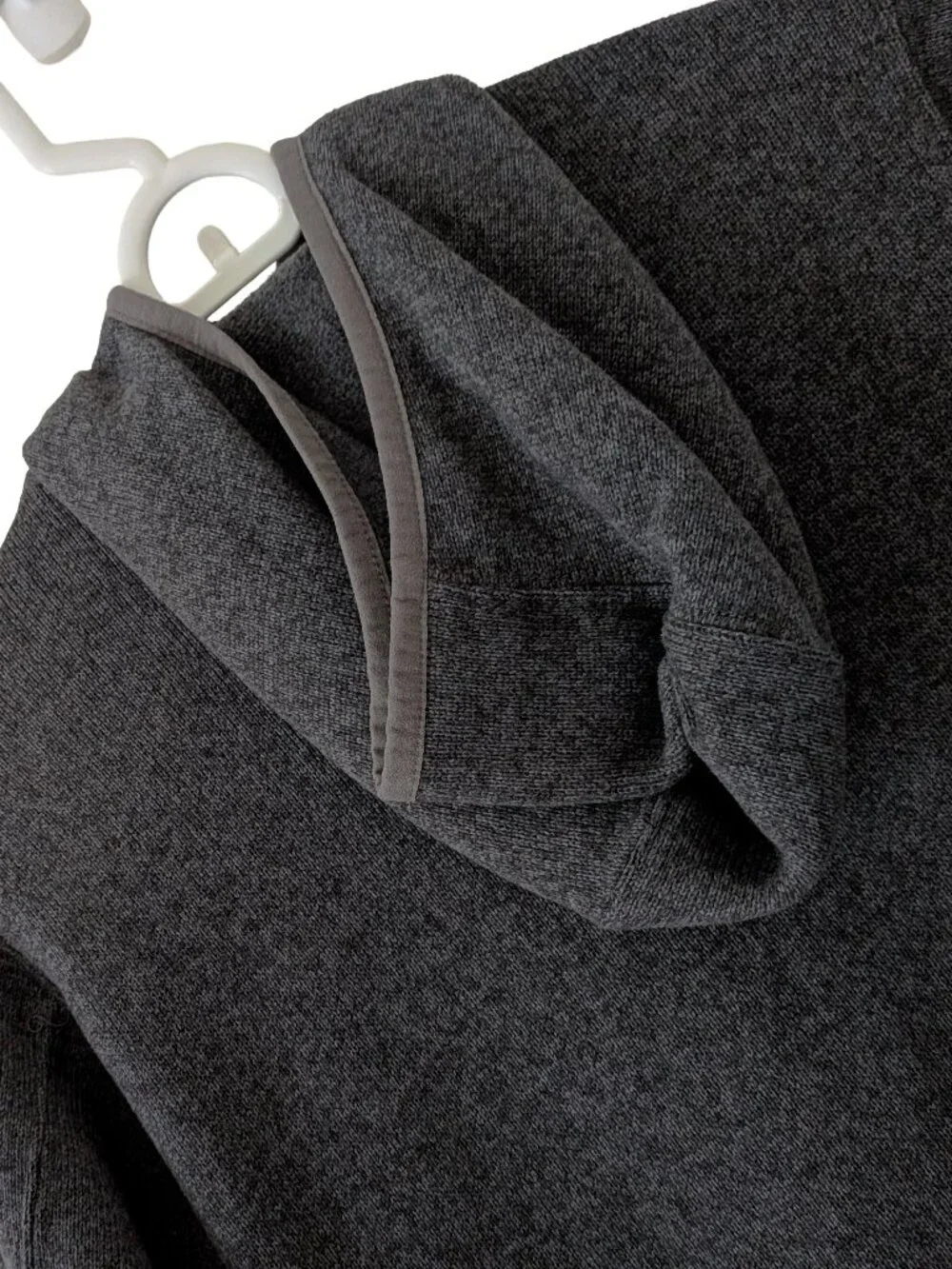 Lands' End Sweater/Fleece Jacket, Full-Zip w/Hood, Gray Heather, Boy's 10-12 (M)